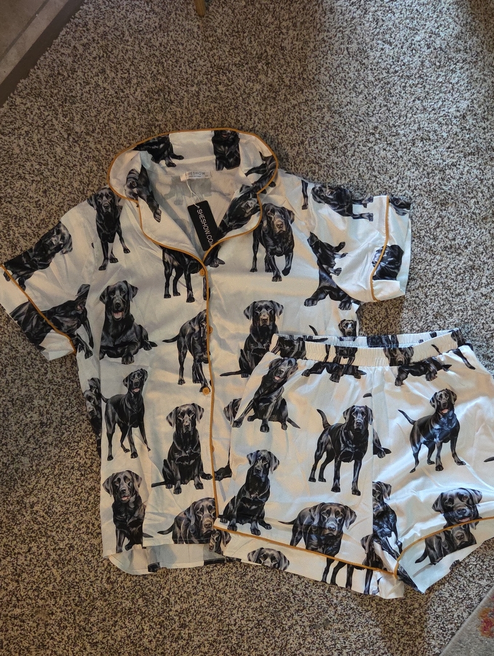 Novelty Print Labrador Silky PJ Set NWT
